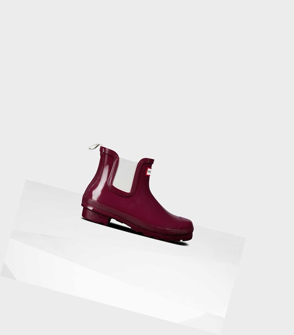 Buty Chelsea Damskie Hunter Original Gloss Czerwone | 537BSKNGZ