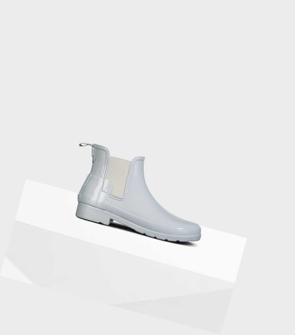 Buty Chelsea Damskie Hunter Refined Gloss Slim Fit Szare | 697XGFTWB