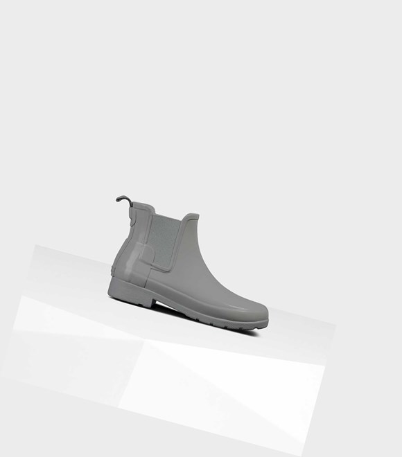 Buty Chelsea Damskie Hunter Refined Gloss Slim Fit Szare | 870APRFVN