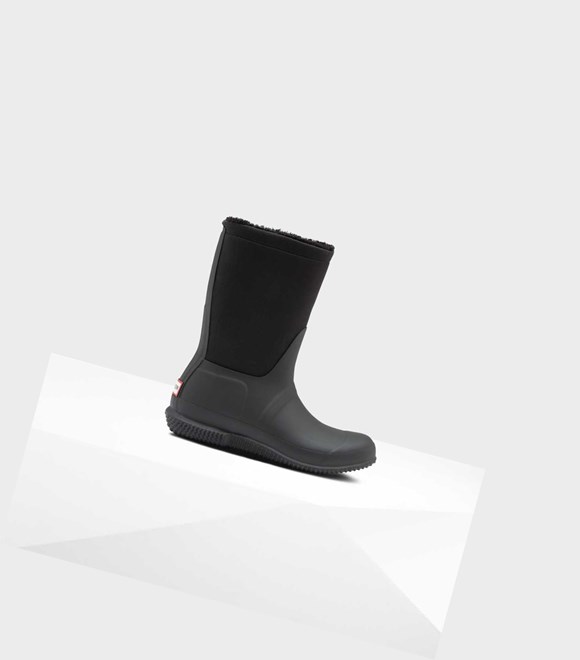 Buty Zimowe Damskie Hunter Original Insulated Roll Top Sherpa Czarne | 685HSOPLY