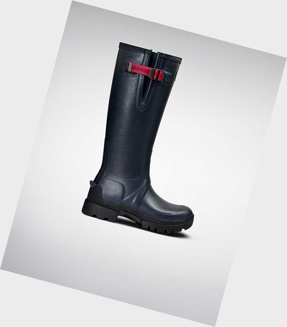 Krótkie Kozaki Damskie Hunter Balmoral Side 3mm Neoprene Krótkie Wellington Adjustable Granatowe | 462BGMVAP