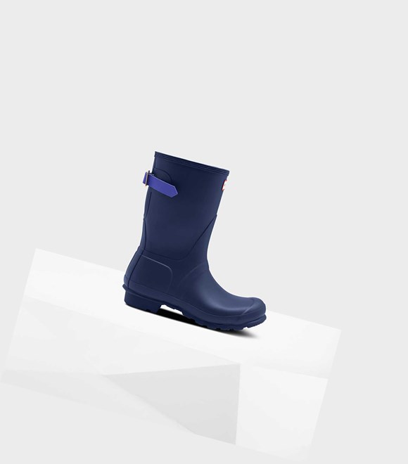 Krótkie Kozaki Damskie Hunter Original Krótkie Back Wellington Adjustable Niebieskie | 418TFGYCN