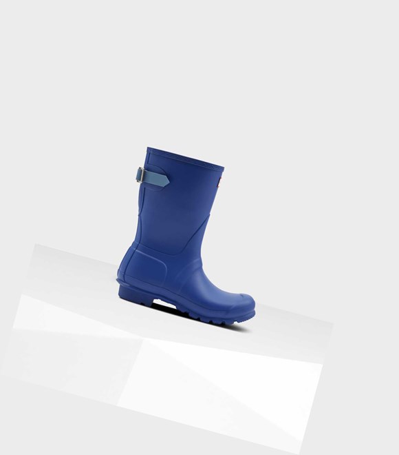 Krótkie Kozaki Damskie Hunter Original Krótkie Back Wellington Adjustable Niebieskie | 915NHSEUI