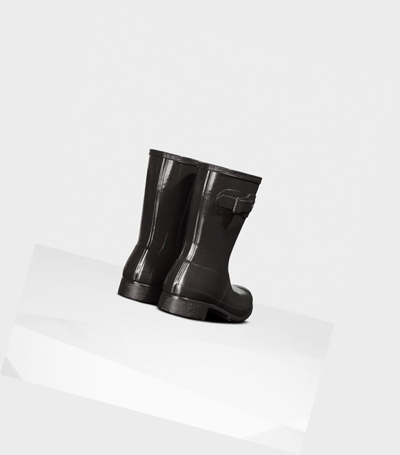 Krótkie Kozaki Damskie Hunter Original Tour Foldable Gloss Czarne | 014JROABL