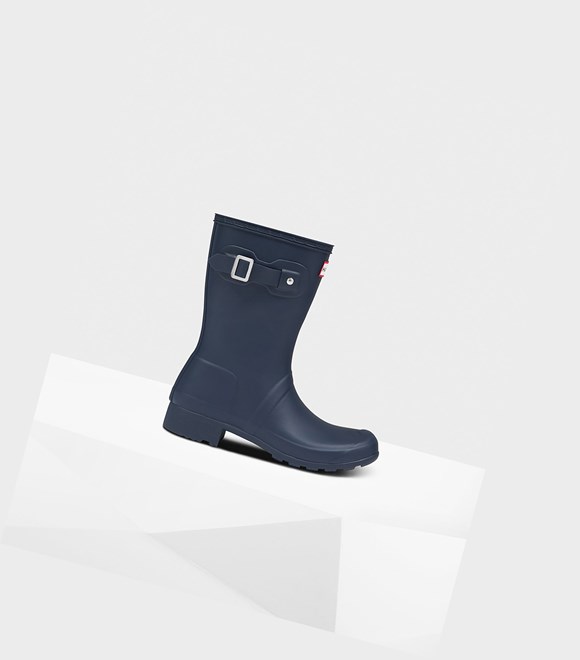 Krótkie Kozaki Damskie Hunter Original Tour Foldable Granatowe | 423VLUXAO
