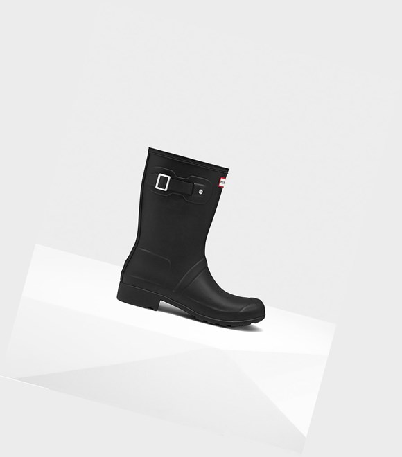 Krótkie Kozaki Damskie Hunter Original Tour Foldable Czarne | 457TJVGRH