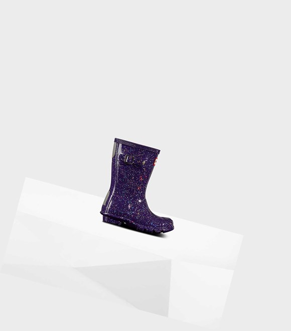 Krótkie Kozaki Dziecięce Hunter Original Little Giant Glitter Wellington Fioletowe | 140MKCQLX