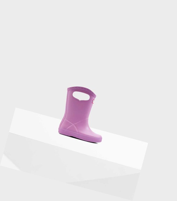 Krótkie Kozaki Dziecięce Hunter Original First Klasyczne Grab Handle Wellington Różowe | 268FLAYQJ