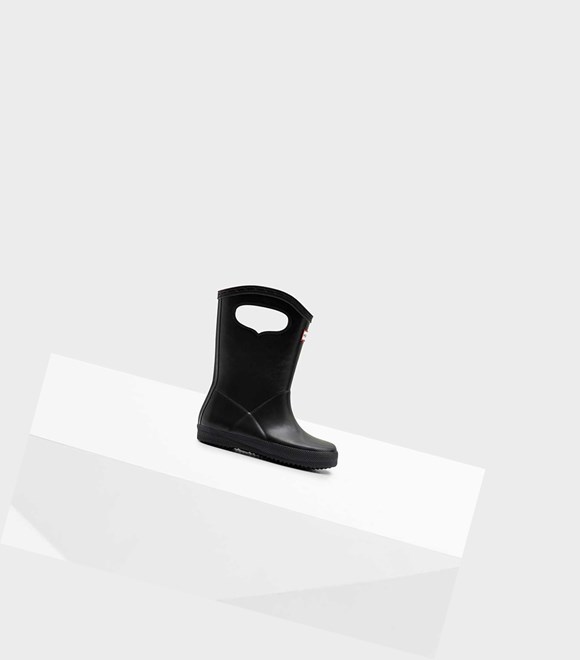 Krótkie Kozaki Dziecięce Hunter Original First Klasyczne Grab Handle Wellington Czarne | 957OKJMEH