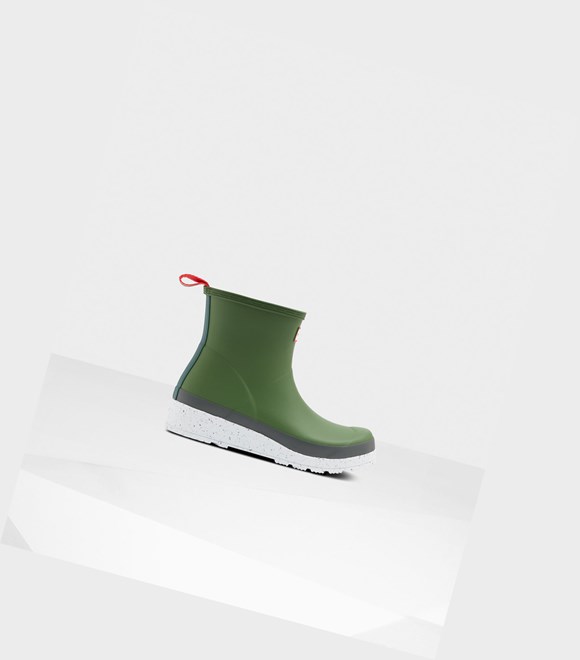 Play Boots Damskie Hunter Original Krótkie Speckle Rain Zielone Białe | 180OUNTDJ