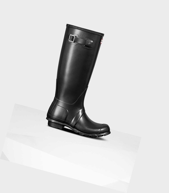 Wysokie Buty Damskie Hunter Original Pearlized Wellington Czarne | 347CVYTFS