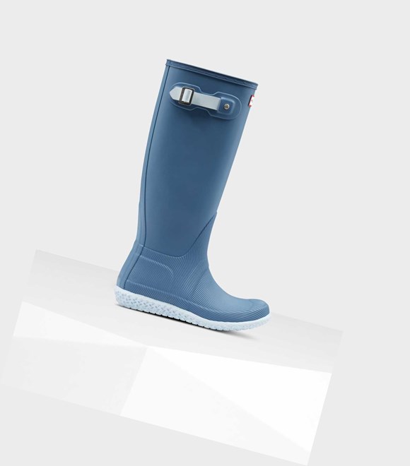 Wysokie Buty Damskie Hunter Original Płaskie Heel Calendar Sole Wellington Niebieskie | 178WDMRQH