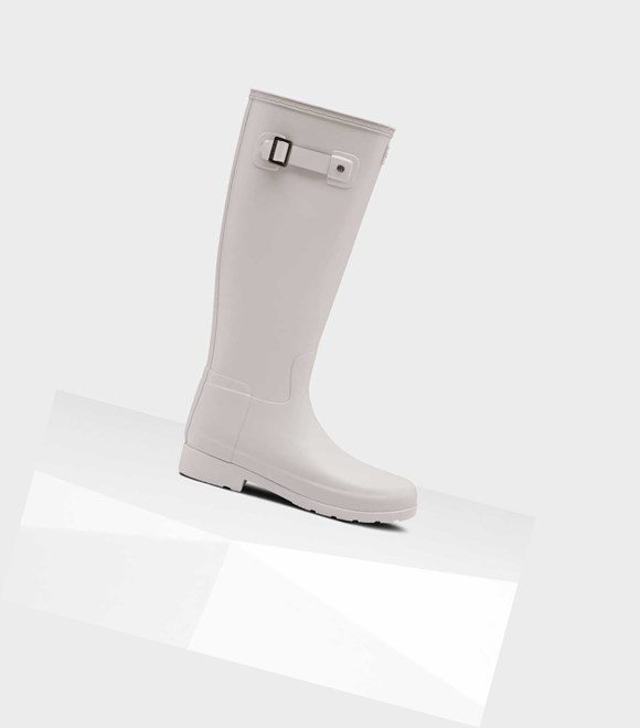 Wysokie Buty Damskie Hunter Original Refined Wellington Szare | 504RFCMBX