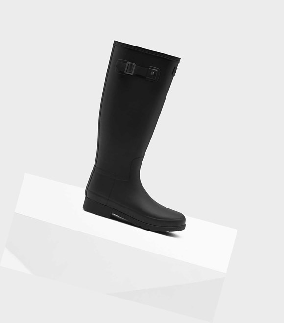 Wysokie Buty Damskie Hunter Original Refined Wellington Czarne | 631EAVLCG