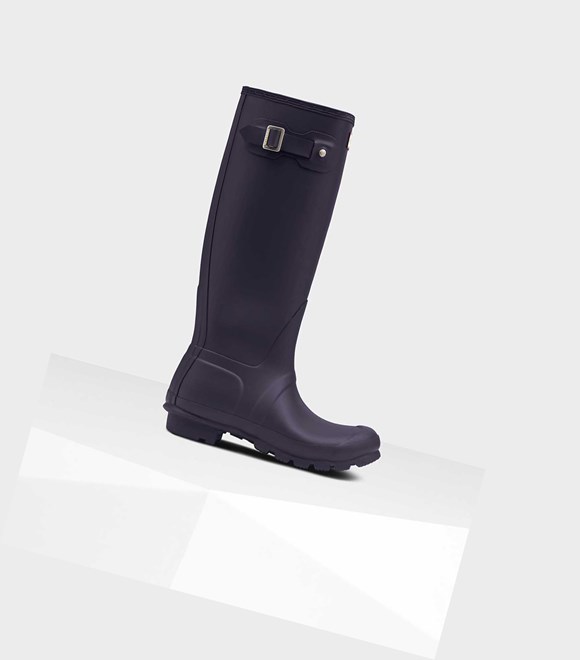 Wysokie Buty Damskie Hunter Original Wellington Fioletowe | 712MAEWPT