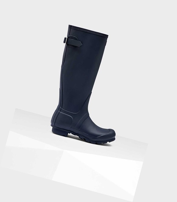 Wysokie Buty Damskie Hunter Original Wysokie Back Wellington Adjustable Granatowe | 018NXZKAI