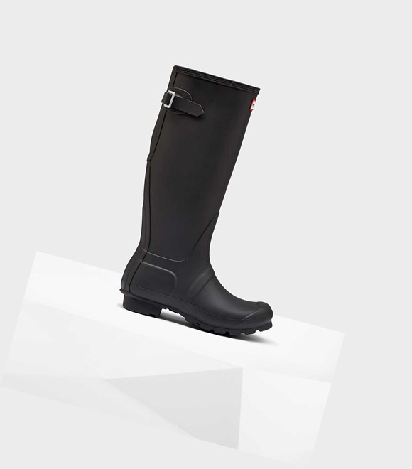 Wysokie Buty Damskie Hunter Original Wysokie Back Wellington Adjustable Czarne | 159UQTNSV