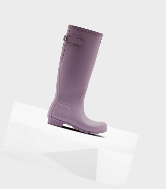 Wysokie Buty Damskie Hunter Original Wysokie Back Wellington Adjustable Fioletowe | 624FSUBMZ