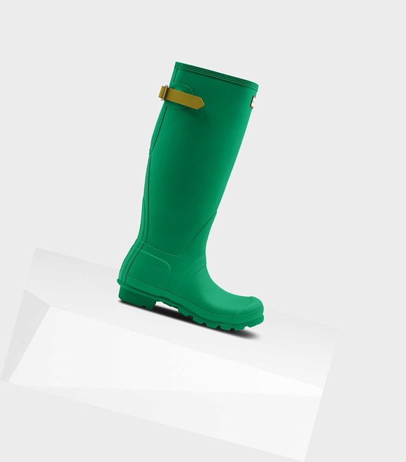 Wysokie Buty Damskie Hunter Original Wysokie Back Wellington Adjustable Zielone | 859BIDZME
