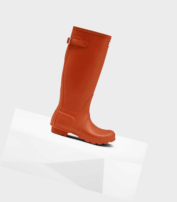 Wysokie Buty Damskie Hunter Original Wysokie Back Wellington Adjustable Czerwone | 976JYNKGX