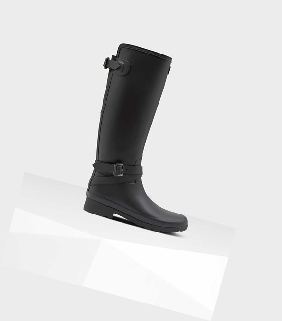 Wysokie Buty Damskie Hunter Refined Slim Fit Wysokie Wellington Adjustable Czarne | 025PCYOTX