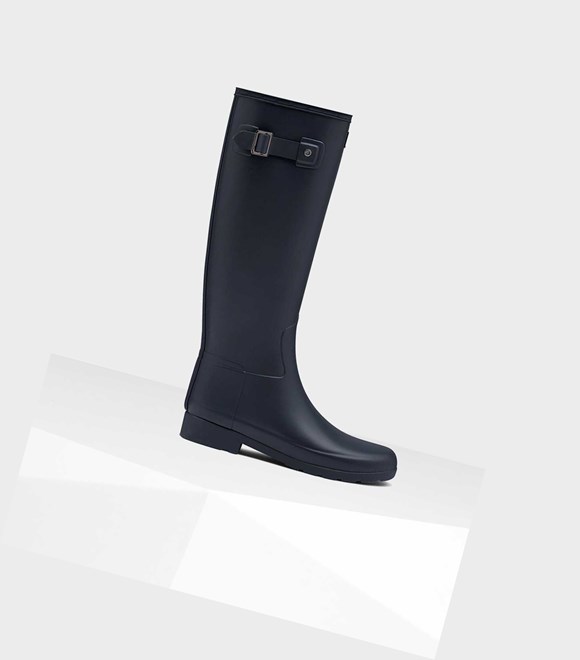Wysokie Buty Damskie Hunter Refined Slim Fit Wellington Granatowe | 216CXMAYT