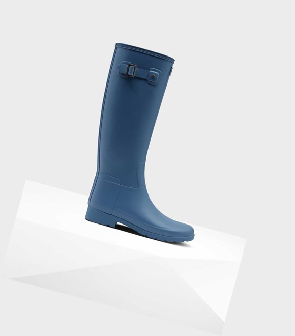 Wysokie Buty Damskie Hunter Refined Slim Fit Wellington Niebieskie | 421UDQVIR