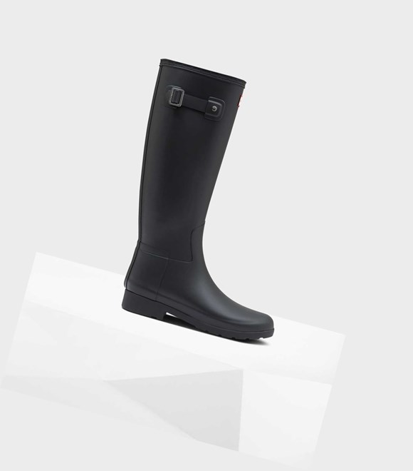 Wysokie Buty Damskie Hunter Refined Slim Fit Wellington Czarne | 497VUEMNI