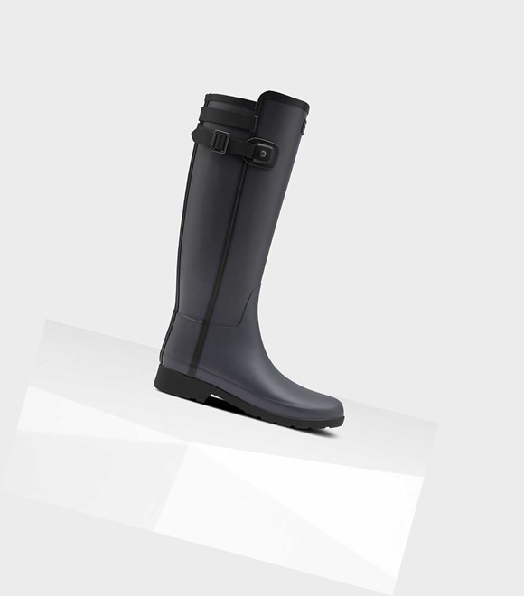 Wysokie Buty Damskie Hunter Refined Slim Fit Contrast Wellington Czarne | 804ADECXQ