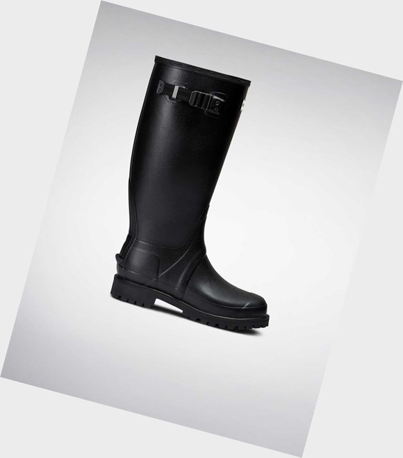 Wysokie Buty Męskie Hunter Balmoral Szerokie Fit Wellington Czarne | 062UEHGFK
