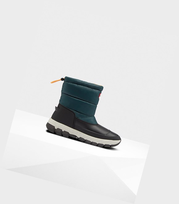 Śniegowce Damskie Hunter Original Insulated Krótkie Zielone Szare | 168YLFUKV