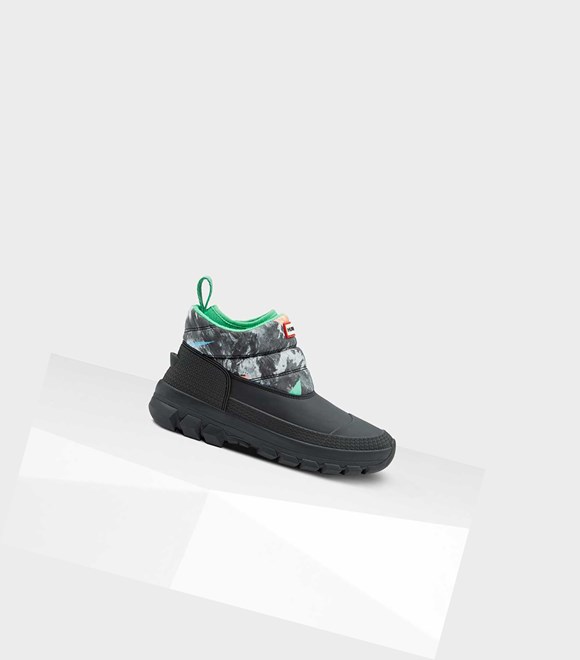 Śniegowce Damskie Hunter Original Printed Insulated Ankle Czarne | 407ENRWHY