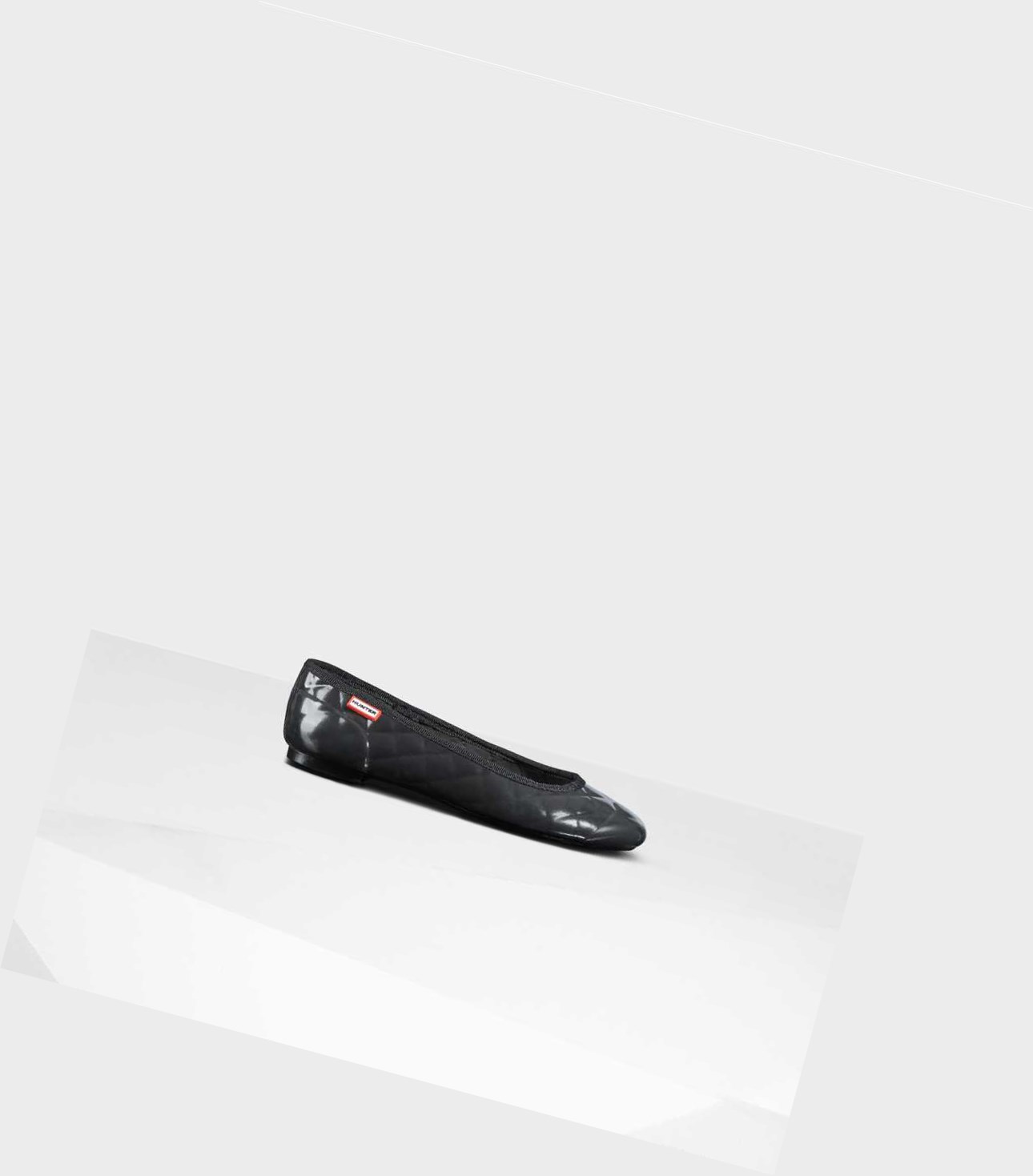 Baletki Damskie Hunter Original Gloss Pikowana Czarne | 176AHVFQJ