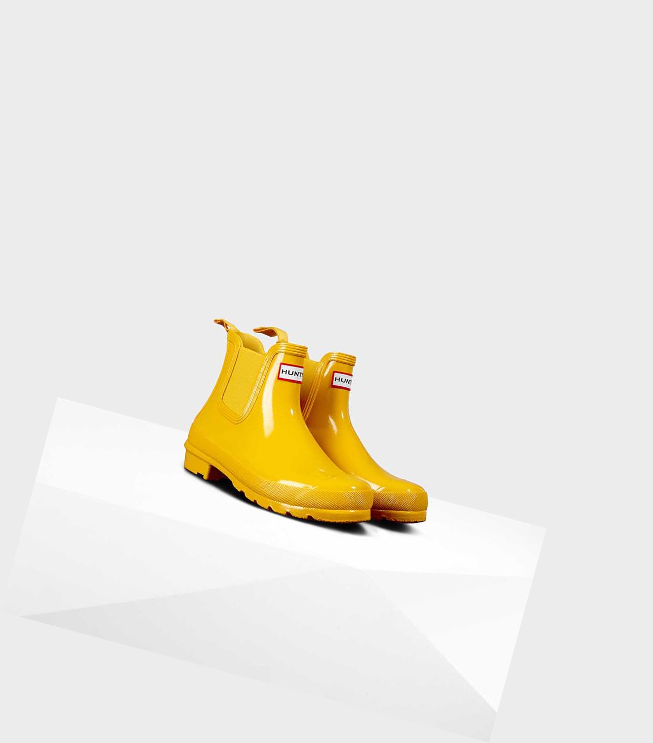 Buty Chelsea Damskie Hunter Original Gloss Żółte | 158RCYVTB