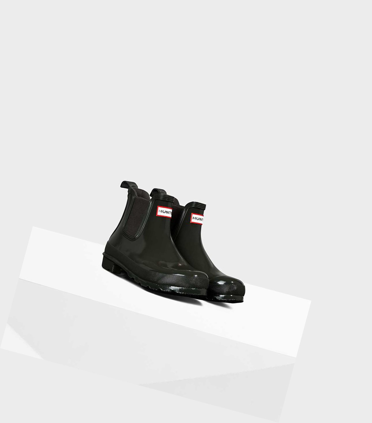Buty Chelsea Damskie Hunter Original Gloss Zielone | 310VWGSLR