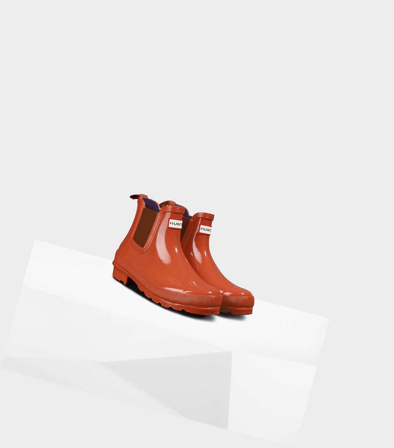 Buty Chelsea Damskie Hunter Original Gloss Czerwone | 897CQUXFO