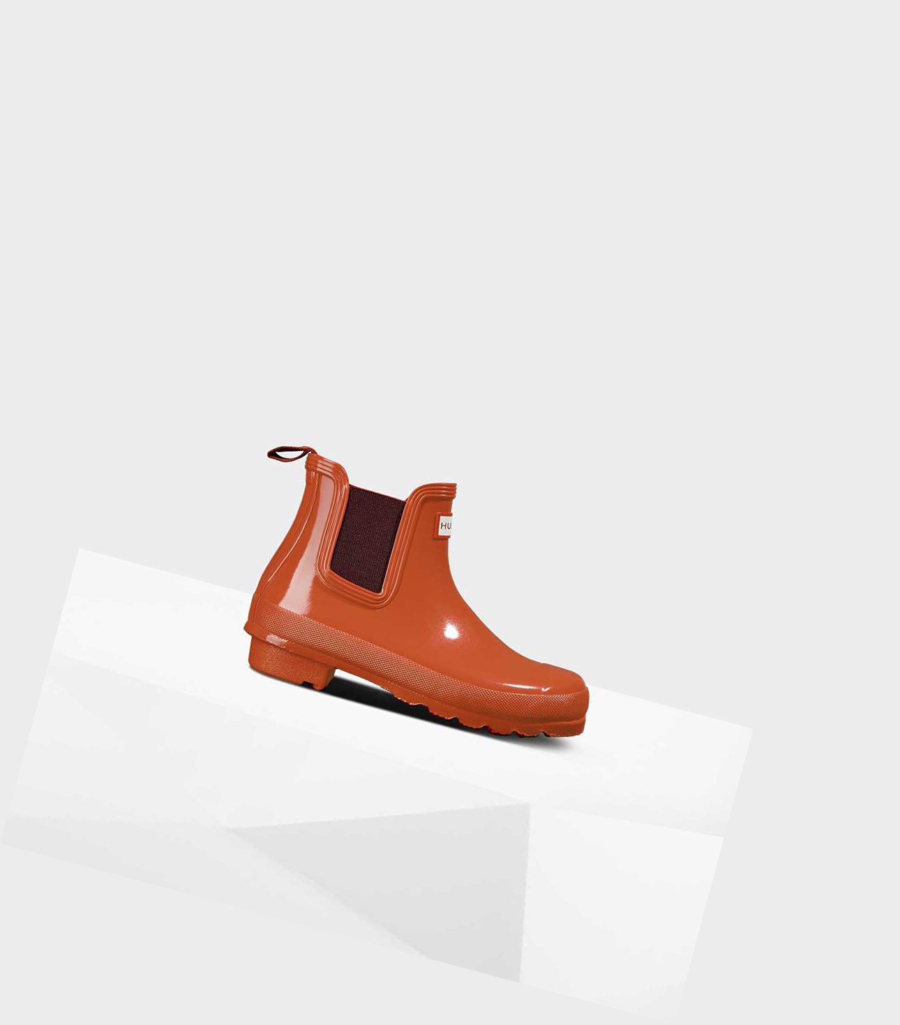 Buty Chelsea Damskie Hunter Original Gloss Czerwone | 897CQUXFO