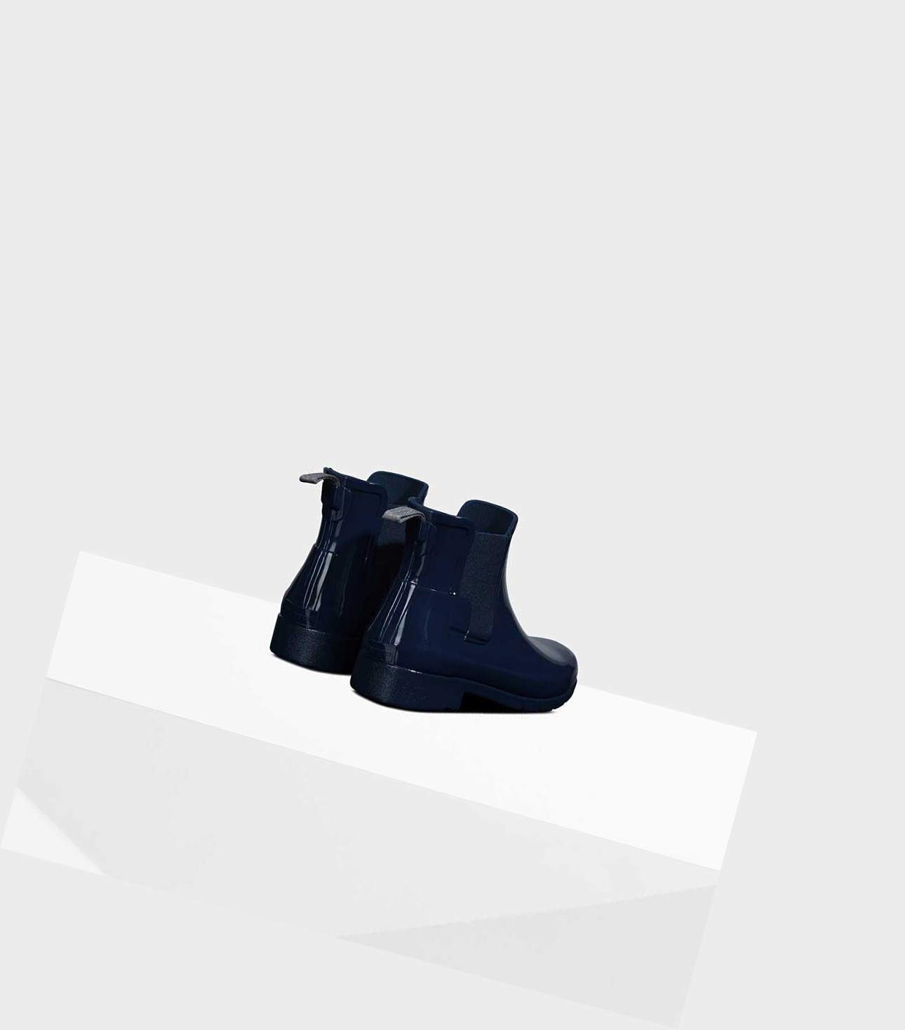 Buty Chelsea Damskie Hunter Refined Gloss Slim Fit Granatowe | 071JFLBZM