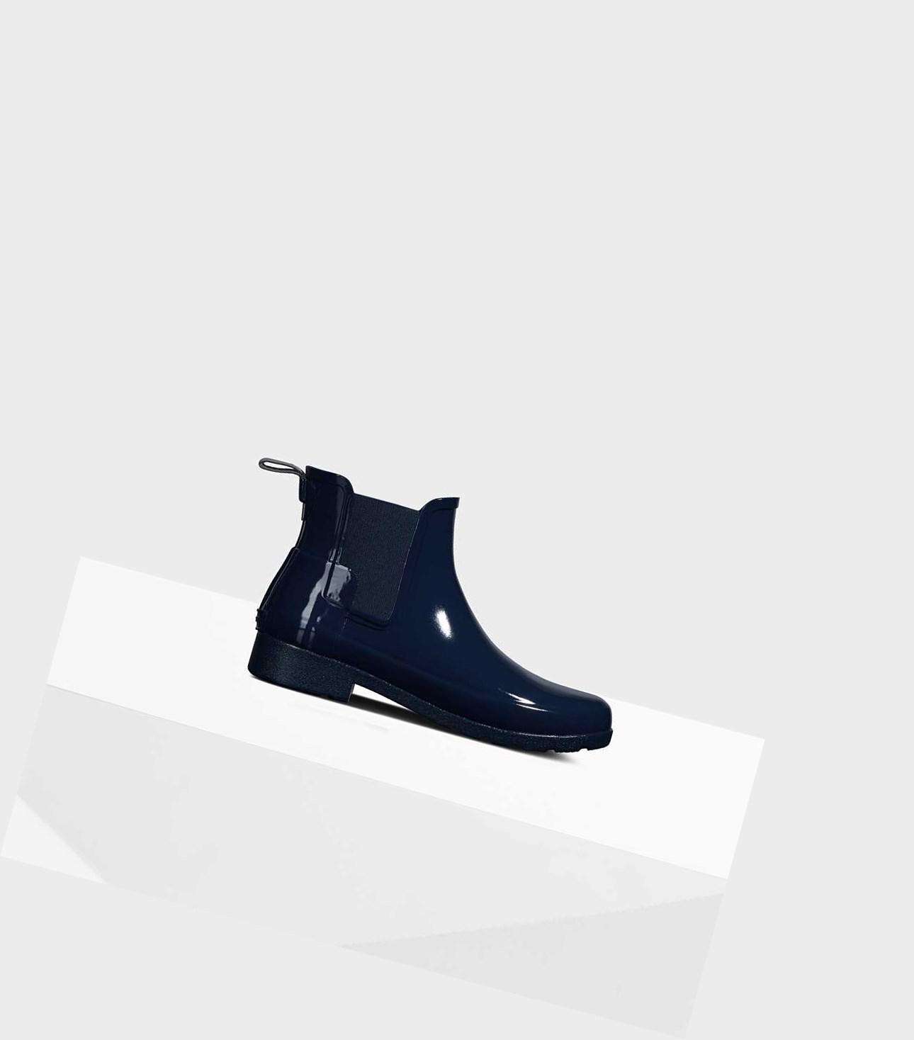 Buty Chelsea Damskie Hunter Refined Gloss Slim Fit Granatowe | 071JFLBZM