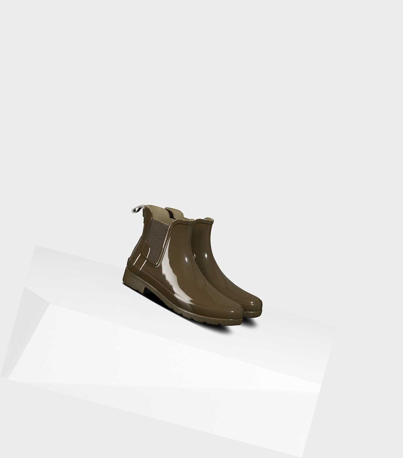 Buty Chelsea Damskie Hunter Refined Gloss Slim Fit Zielone | 084VEHYSX