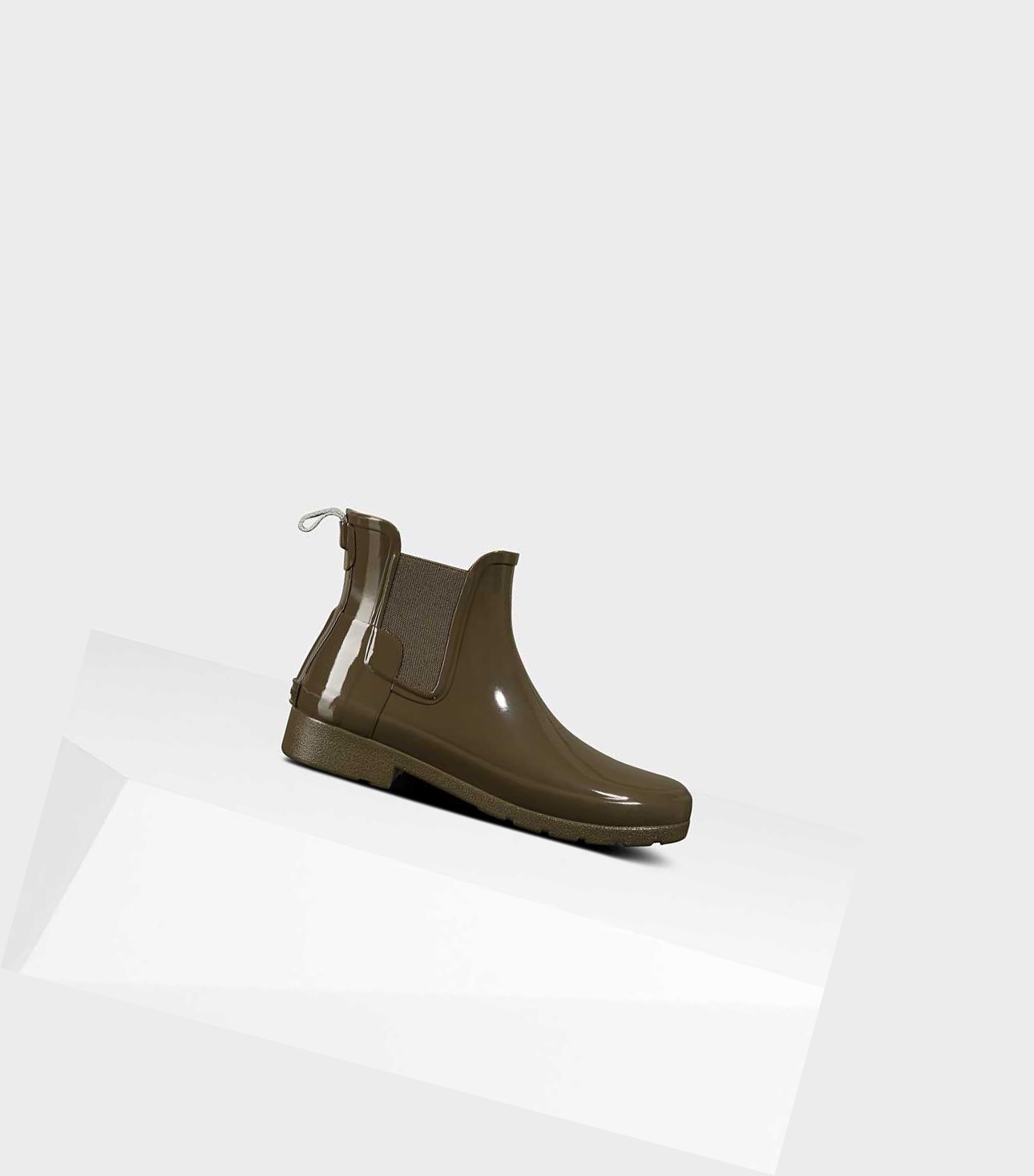 Buty Chelsea Damskie Hunter Refined Gloss Slim Fit Zielone | 084VEHYSX