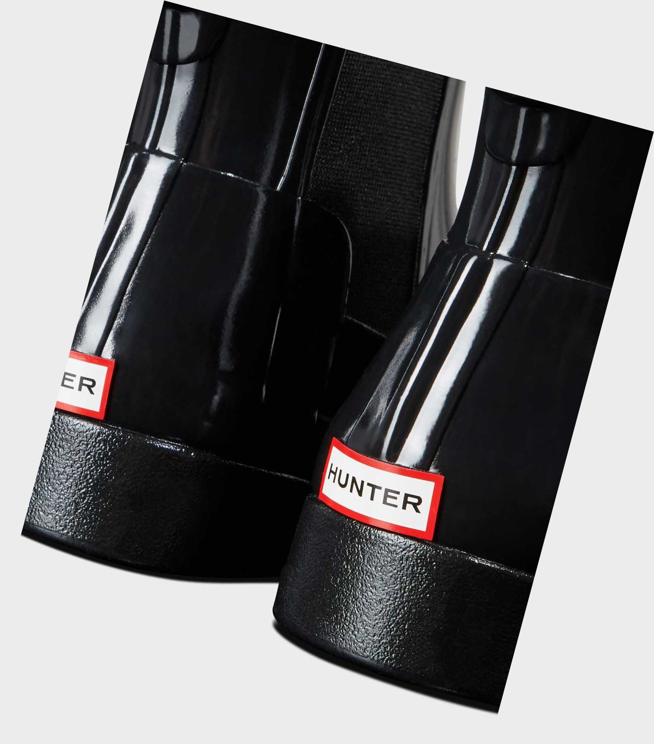 Buty Chelsea Damskie Hunter Refined Gloss Slim Fit Czarne | 497JMYQNS