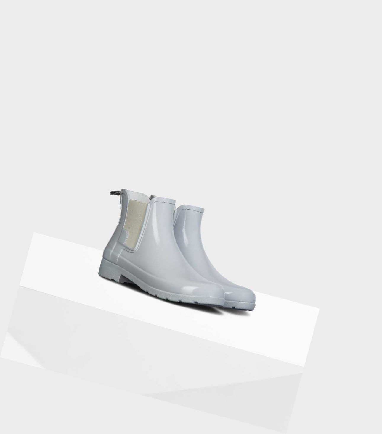 Buty Chelsea Damskie Hunter Refined Gloss Slim Fit Szare | 697XGFTWB