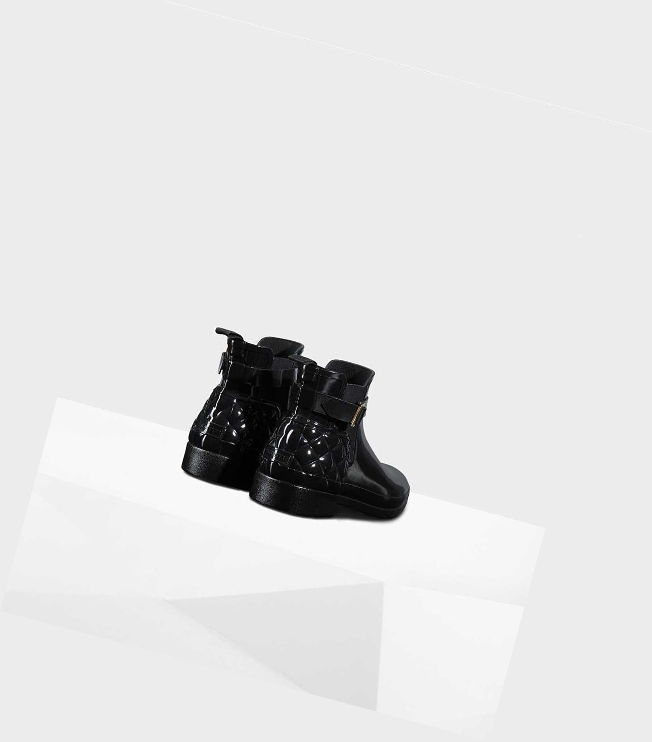 Buty Chelsea Damskie Hunter Refined Slim Fit Pikowana Gloss Czarne | 128ALJKUN