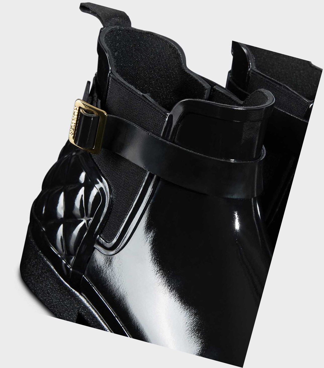 Buty Chelsea Damskie Hunter Refined Slim Fit Pikowana Gloss Czarne | 128ALJKUN