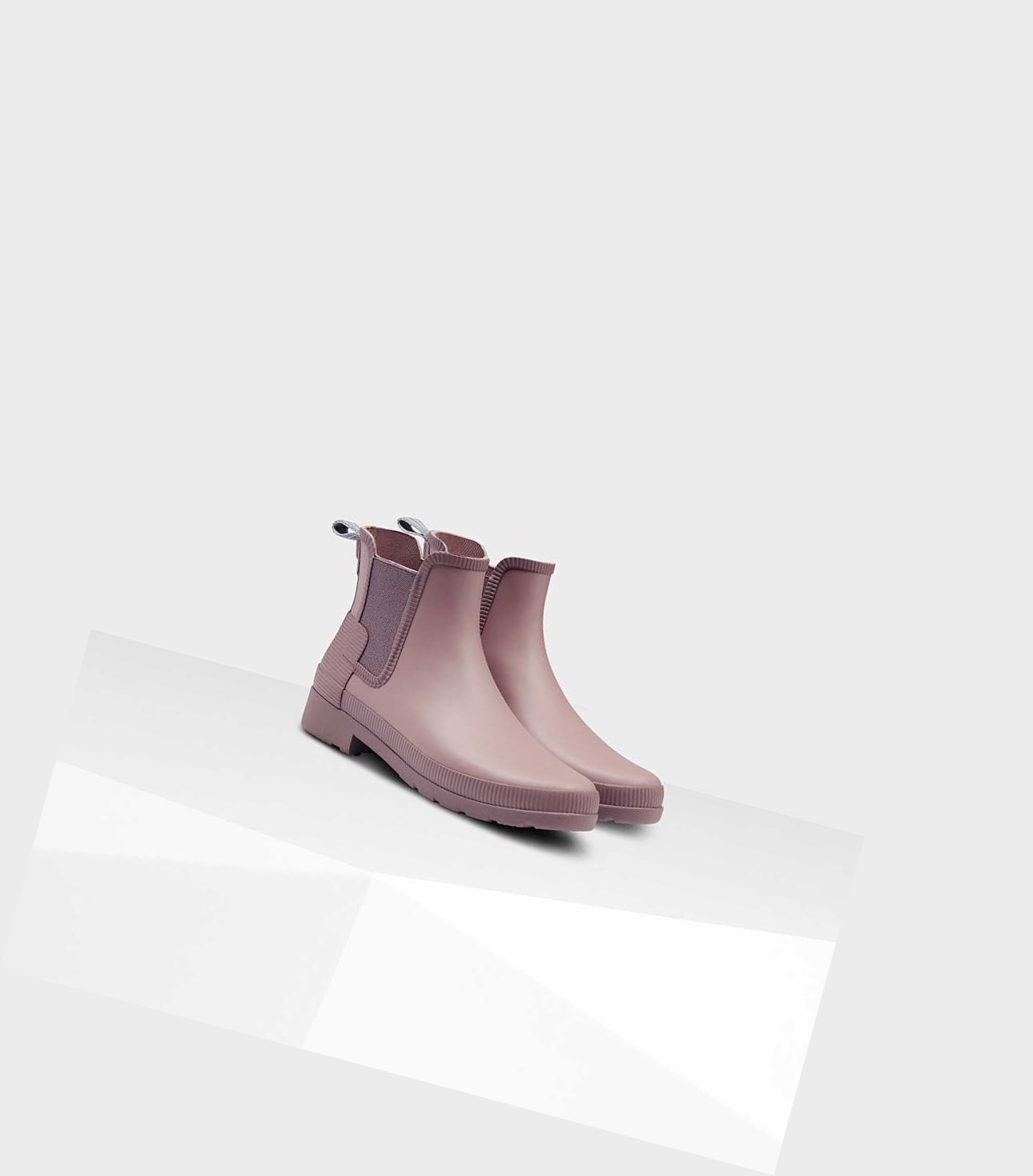 Buty Chelsea Damskie Hunter Refined Texture Block Slim Fit Różowe | 139HSNZTY