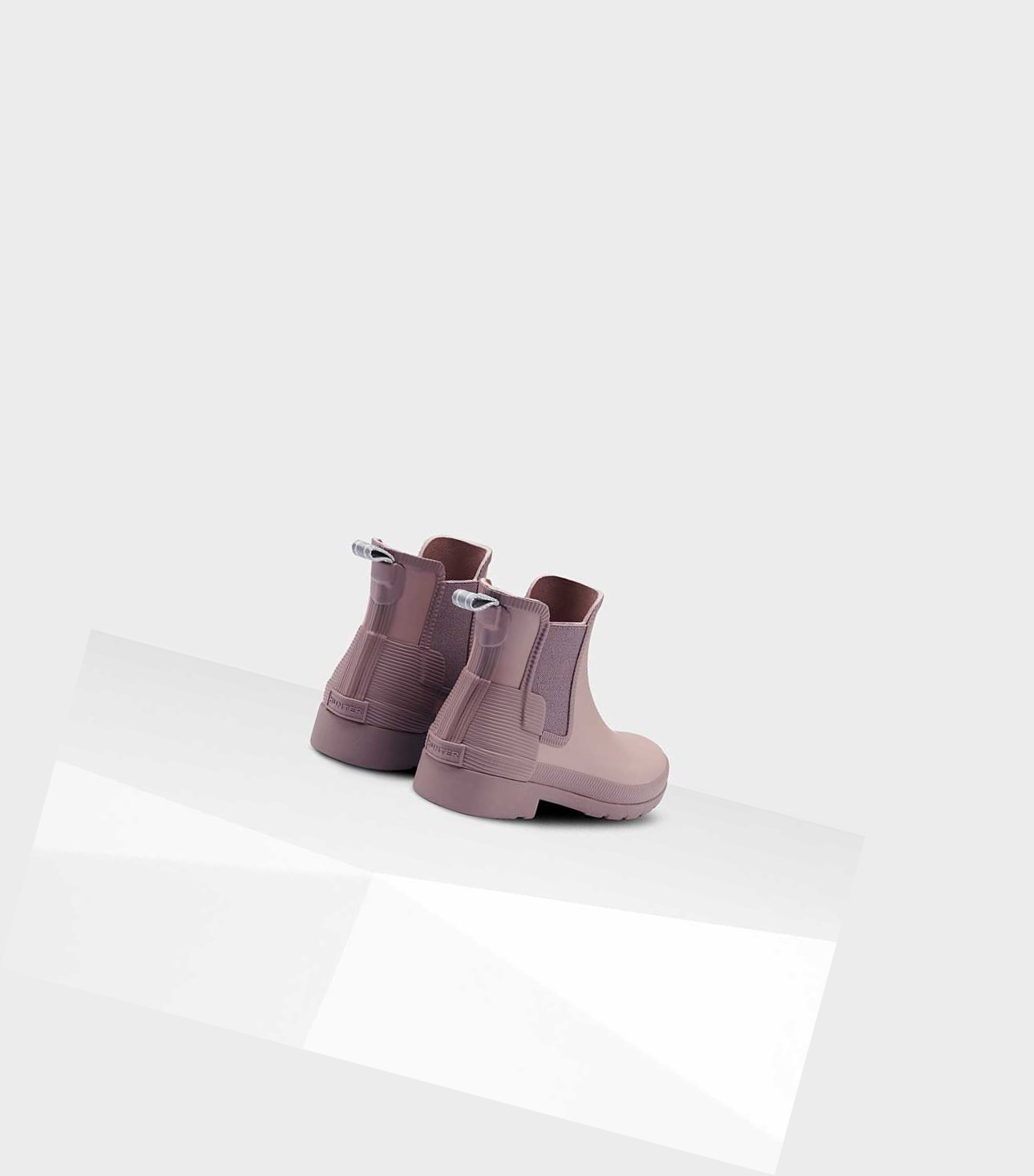 Buty Chelsea Damskie Hunter Refined Texture Block Slim Fit Różowe | 139HSNZTY