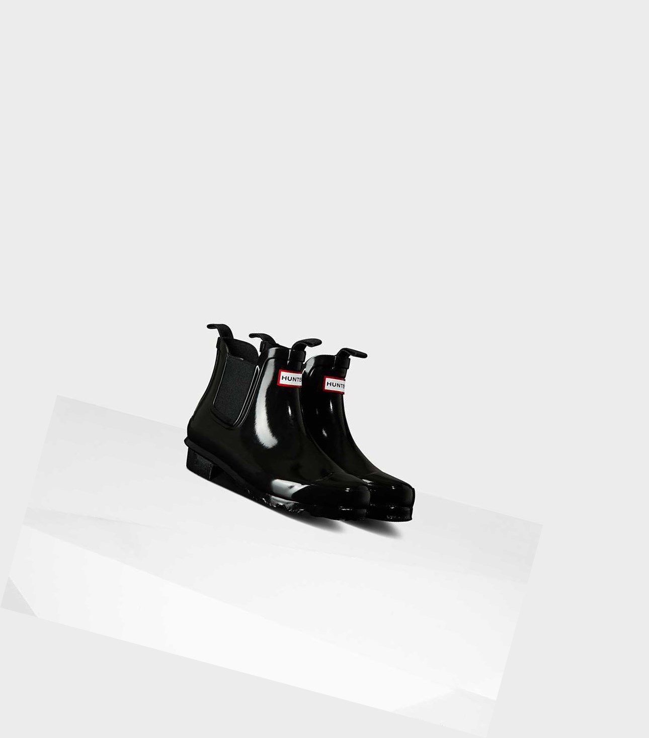 Buty Chelsea Dziecięce Hunter Original Big Gloss Czarne | 271XQCVLB