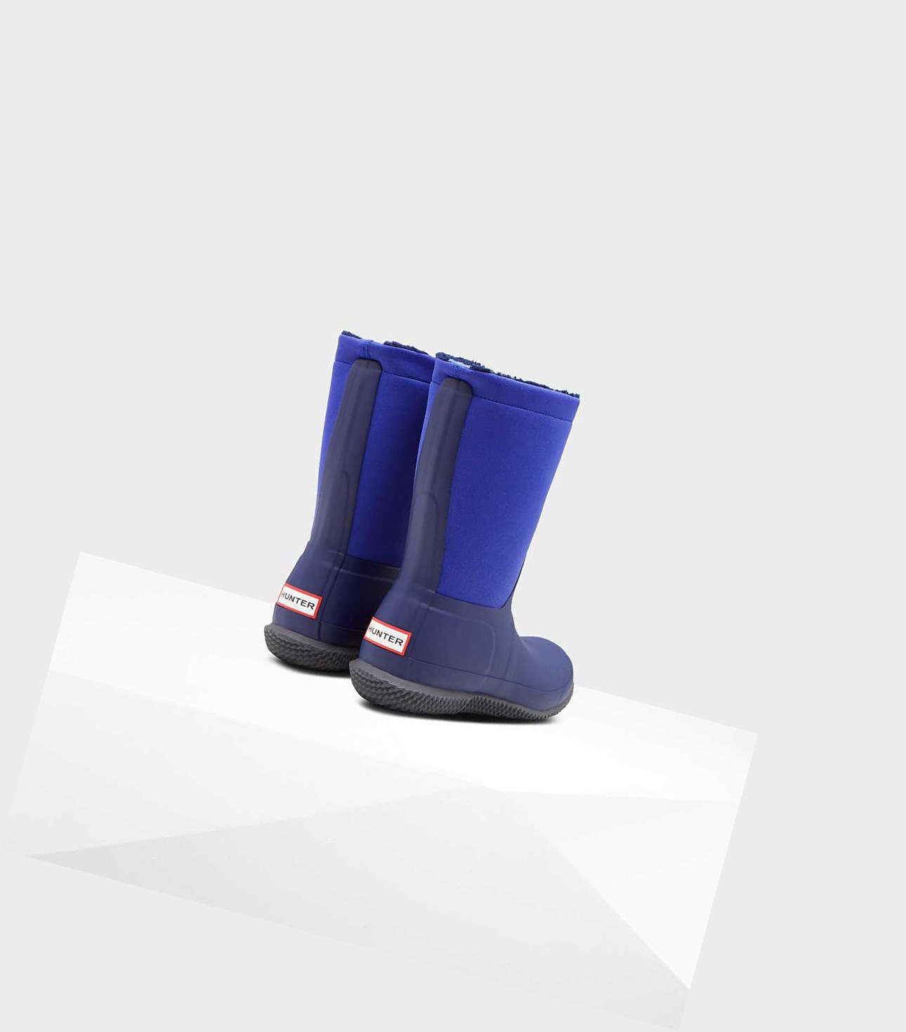 Buty Zimowe Damskie Hunter Original Insulated Roll Top Sherpa Niebieskie | 327KFDLNB