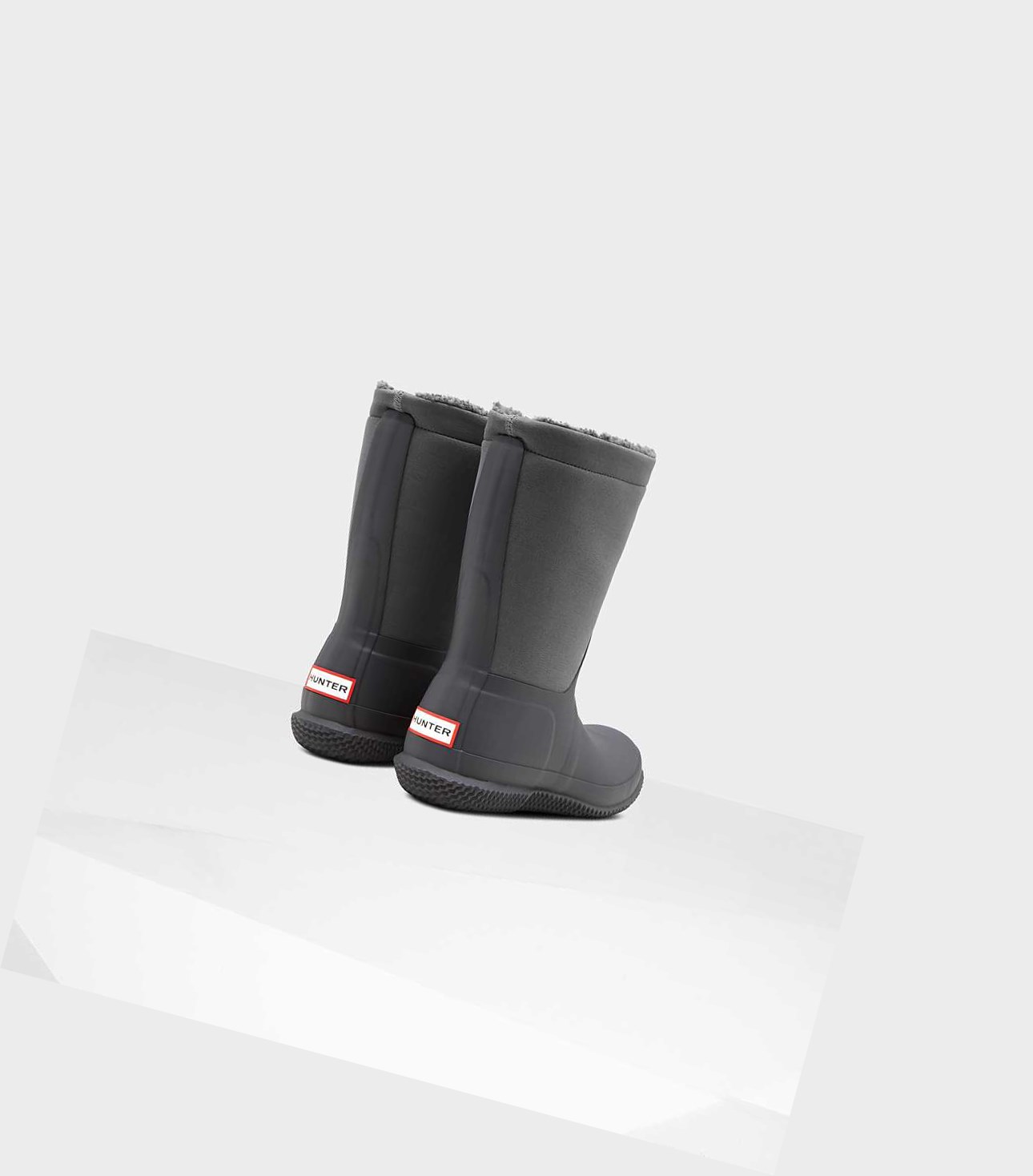 Buty Zimowe Damskie Hunter Original Insulated Roll Top Sherpa Szare | 473PRFCWE